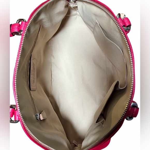 Coach Peyton Cora Domed Magenta Saffiano Leather Satchel - Picture 6 of 9